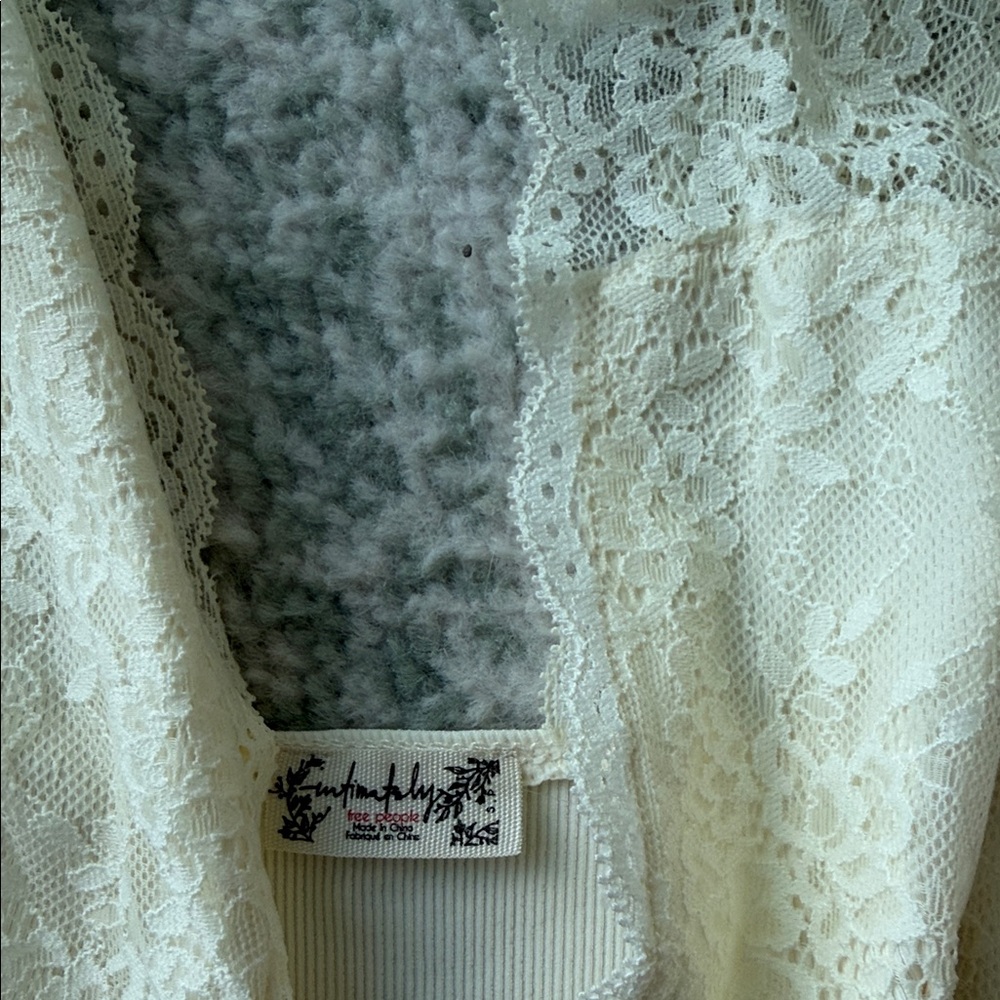 Free People Cream Lace Trim Top - Picture 3 of 4